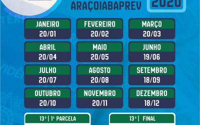 Calendário de Pagamentos 2020