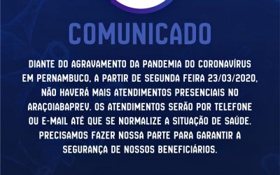 ARAÇOIABAPREV suspende atendimento presenciais