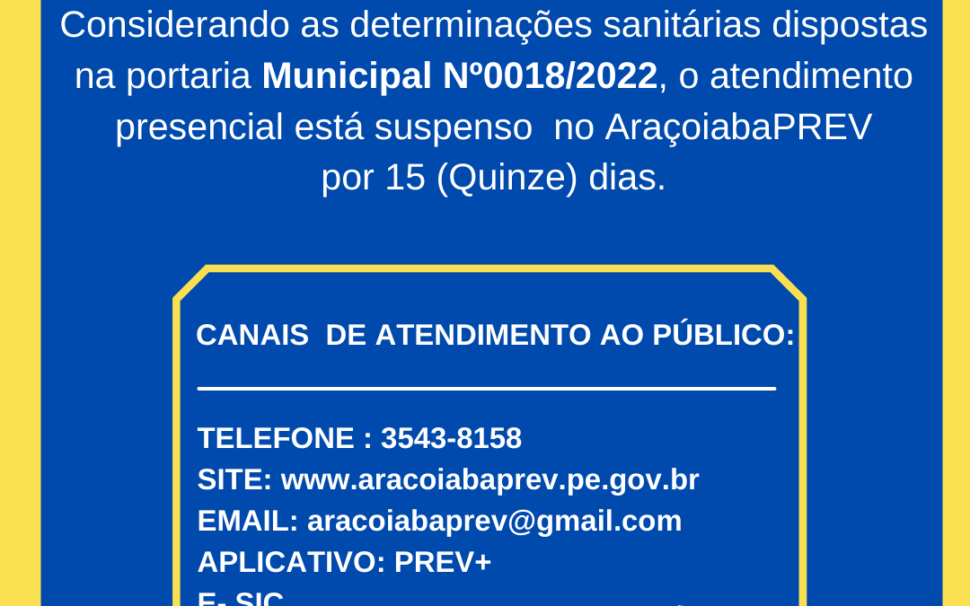 Atendimento Presencial Suspenso
