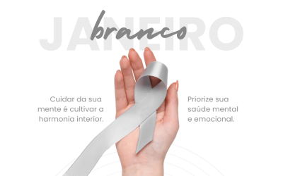 Campanha Janeiro Branco Psicologia Saúde Mental e Emocional Cinza e Branco.